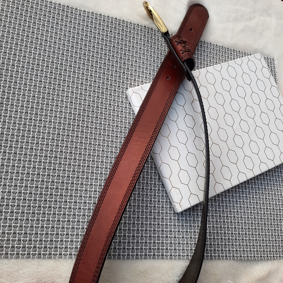 Dockers Braided and Stitched Studded Oversized Buckle Leather Belt XL Brown - Picture 6 of 12